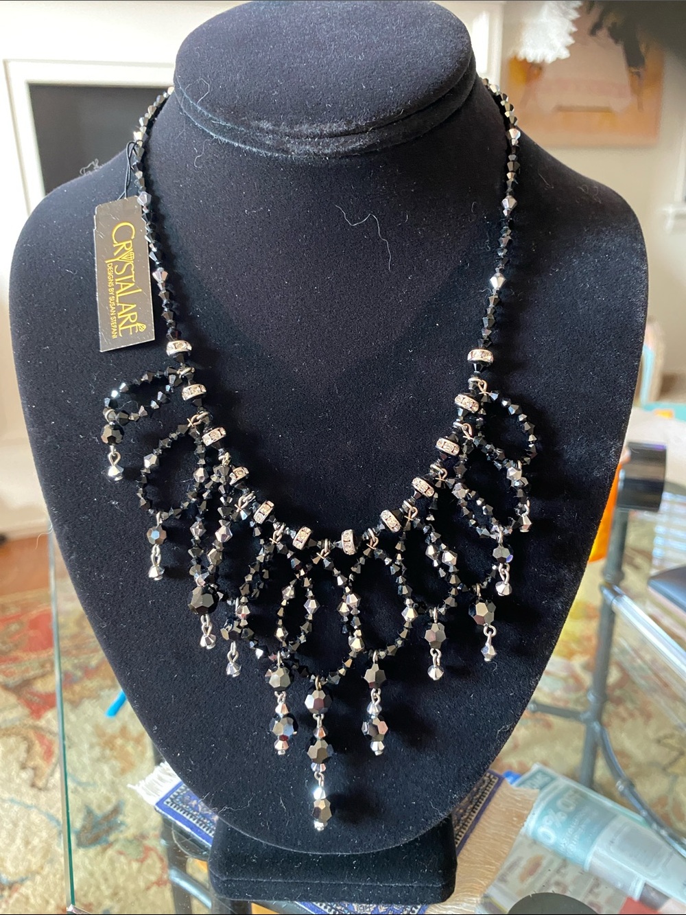Black Beaded Statement Necklace